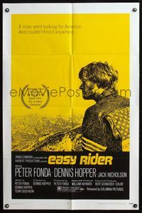 6y201 EASY RIDER 1sh '69 Peter Fonda, motorcycle biker classic directed by Dennis Hopper!