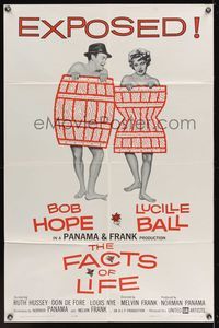 6y211 FACTS OF LIFE 1sh '61 Bob Hope & Lucille Ball wearing barrels!