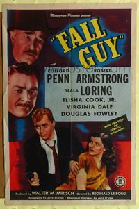 6y212 FALL GUY 1sh '47 Robert Armstrong, film noir from a story by Cornell Woolrich!
