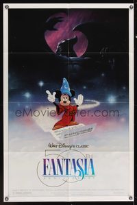 6y213 FANTASIA DS 1sh R90 great art of Mickey Mouse, Disney musical cartoon classic!