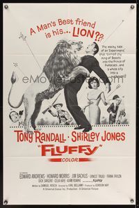 6y228 FLUFFY military 1sh '65 great art of huge lion & Tony Randall w/pretty Shirley Jones!