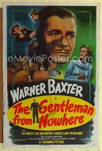 6y266 GENTLEMAN FROM NOWHERE 1sh '48 Warner Baxter is paid to pose as Fay Baker's husband!