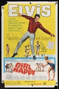 6y274 GIRL HAPPY 1sh '65 great image of Elvis Presley dancing, Shelley Fabares, rock & roll!