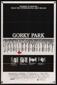 6y295 GORKY PARK 1sh '83 William Hurt, Lee Marvin, cool bloody snow in trees image!