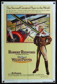 6y308 GREAT WALDO PEPPER 1sh '75 George Roy Hill, Robert Redford, cool aviation art!