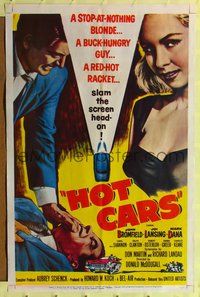 6y352 HOT CARS 1sh '56 sexy bad stop-at-nothing blonde Joi Lansing, a red-hot racket!