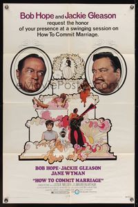 6y359 HOW TO COMMIT MARRIAGE 1sh '69 great image of Bob Hope & Jackie Gleason glaring at each other
