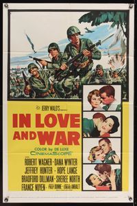 6y377 IN LOVE & WAR 1sh '58 U.S. Marines Robert Wagner & Jeff Hunter, Dana Wynter!