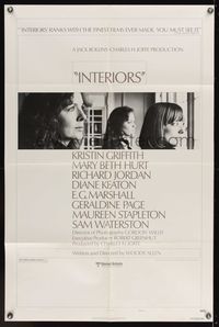 6y381 INTERIORS style B 1sh '78 Woody Allen, Diane Keaton, Mary Beth Hurt, Kristin Griffith!