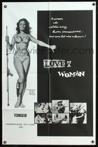 6y493 LOVE IS A WOMAN 1sh '66 Frederic Goode's Death is a Woman, sexy Patsy Anne Noble w/spear gun!