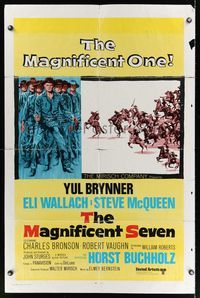 6y507 MAGNIFICENT SEVEN 1sh '60 Yul Brynner, Steve McQueen, John Sturges' 7 Samurai western!