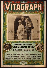 6y509 MAID OF MANDALAY 1sh '13 Maurice Costello directs & stars, Clara Kimball Young!