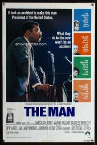 6y511 MAN 1sh '72 James Earl Jones as the 1st pretend black U.S. President, written by Rod Serling!