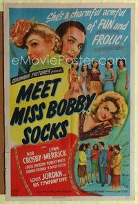 6y540 MEET MISS BOBBY SOCKS 1sh '44 Glenn Tryon directed musical, Bob Crosby & sexy Lynn Merrick!