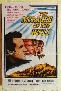 6y550 MIRACLE OF THE HILLS 1sh '59 Rex Reason was a man of courage fighting fire with faith!