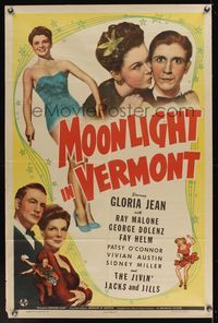 6y561 MOONLIGHT IN VERMONT 1sh '43 sexy Gloria Jean w/Ray Malone & George Dolenz!