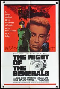 6y594 NIGHT OF THE GENERALS style A 1sh '67 World War II officer Peter O'Toole!