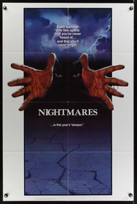 6y597 NIGHTMARES 1sh '83 cool sci-fi horror art of faceless man reaching forward!