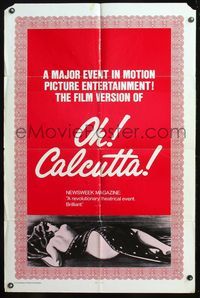 6y609 OH CALCUTTA 1sh '72 Jacques Levy directed sex musical, near naked lady art!