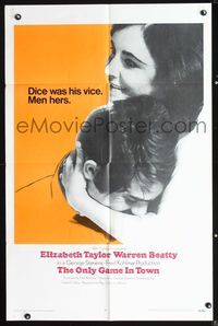 6y623 ONLY GAME IN TOWN int'l 1sh '69 Elizabeth Taylor & Warren Beatty are in love in Las Vegas!