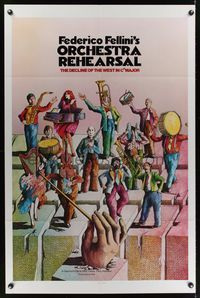 6y625 ORCHESTRA REHEARSAL 1sh '79 Federico Fellini's Prova d'orchestra, image of violinists!
