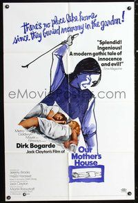 6y630 OUR MOTHER'S HOUSE 1sh '67 Dirk Bogarde, Margaret Brooks, cool stylized art!