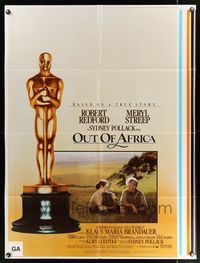 6y632 OUT OF AFRICA int'l printer's test awards 1sh '85 Robert Redford & Meryl Streep, Pollack!