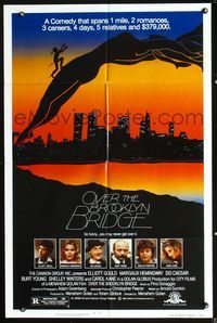6y637 OVER THE BROOKLYN BRIDGE 1sh '84 Elliott Gould, Margaux Hemingway, cool silhouette art!