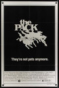 6y642 PACK 1sh '77 Joe Don Baker, wild art of dogs, Long Dark Night, they're not pets anymore!