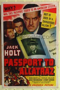 6y653 PASSPORT TO ALCATRAZ 1sh '40 Jack Holt, Noah Beery Jr., a dangerous alien!