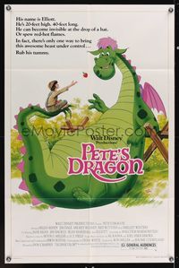 6y658 PETE'S DRAGON 1sh R84 Walt Disney, Helen Reddy, colorful Paul Wenzel art of cast!