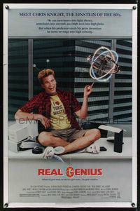 6y692 REAL GENIUS 1sh '85 Val Kilmer is the Einstein of the '80s, Jon Gries, sci-fi comedy!