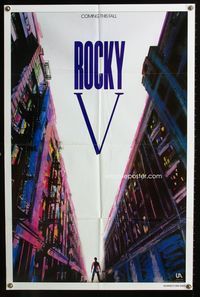 6y711 ROCKY V DS advance 1sh '90 Sylvester Stallone, John G. Avildsen boxing sequel, cool image!