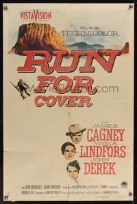 6y714 RUN FOR COVER 1sh '55 James Cagney, Viveca Lindfors, directed by Nicholas Ray!