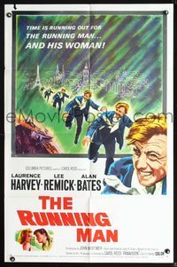 6y716 RUNNING MAN 1sh '63 Laurence Harvey, Lee Remick, directed by Carol Reed!