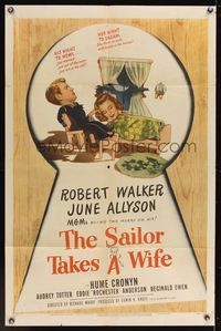 6y721 SAILOR TAKES A WIFE 1sh '45 Robert Walker & June Allyson are newlyweds, Hume Cronyn!