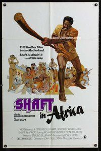 6y759 SHAFT IN AFRICA 1sh '73 art of Richard Roundtree stickin' it all the way in the Motherland!