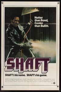 6y758 SHAFT int'l style F 1sh '71 classic image of tough Richard Roundtree shooting gun!