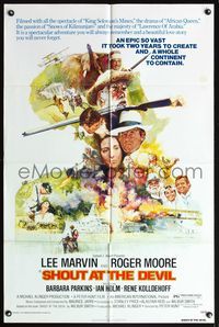 6y769 SHOUT AT THE DEVIL 1sh '76 art of Lee Marvin, Roger Moore & cast by R. Kinyon!