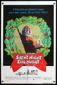 6y773 SILENT NIGHT EVIL NIGHT 1sh '75 this gruesome image will surely make your skin crawl!