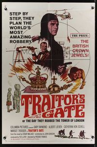 6y895 TRAITOR'S GATE 1sh '66 Klaus Kinski, Gary Raymond, Edgar Wallace, action art!