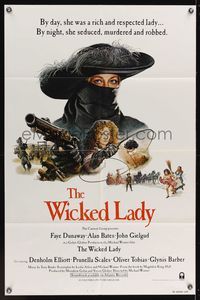 6y967 WICKED LADY int'l 1sh '83 Michael Winner, art of Faye Dunaway w/pistol and whip by Bysouth!