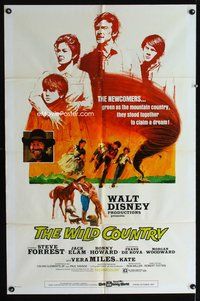 6y968 WILD COUNTRY 1sh '71 Disney, artwork of Vera Miles, Ron Howard and brother Clint Howard!