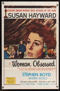 6y978 WOMAN OBSESSED 1sh '59 Best Actress Academy Award Winner Susan Hayward, Stephen Boyd!