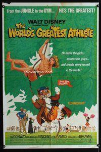 6y981 WORLD'S GREATEST ATHLETE 1sh '73 Walt Disney, Jan-Michael Vincent goes from jungle to gym!