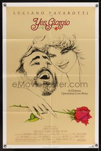 6y986 YES GIORGIO 1sh '82 cool Crifo art of Luciano Pavarotti & Kathryn Harrold!
