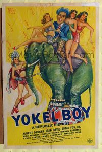 6y987 YOKEL BOY 1sh '42 wacky art of Albert Dekker riding circus elephant w/sexy girls!