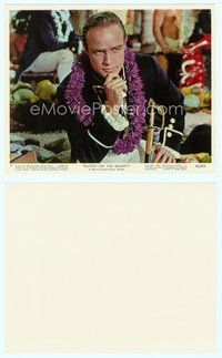 7b062 MUTINY ON THE BOUNTY Eng/US color 8x10 still #9 '62 c/u of Marlon Brando with Polynesian lei!