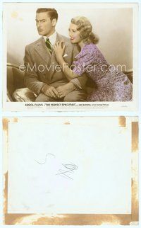 7b080 PERFECT SPECIMEN color 8x10 still '37 Joan Blondell makes unwanted advances on Errol Flynn!