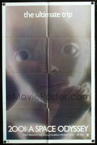 7d011 2001: A SPACE ODYSSEY 1sh R72 Stanley Kubrick, Keir Dullea, Gary Lockwell, star child!